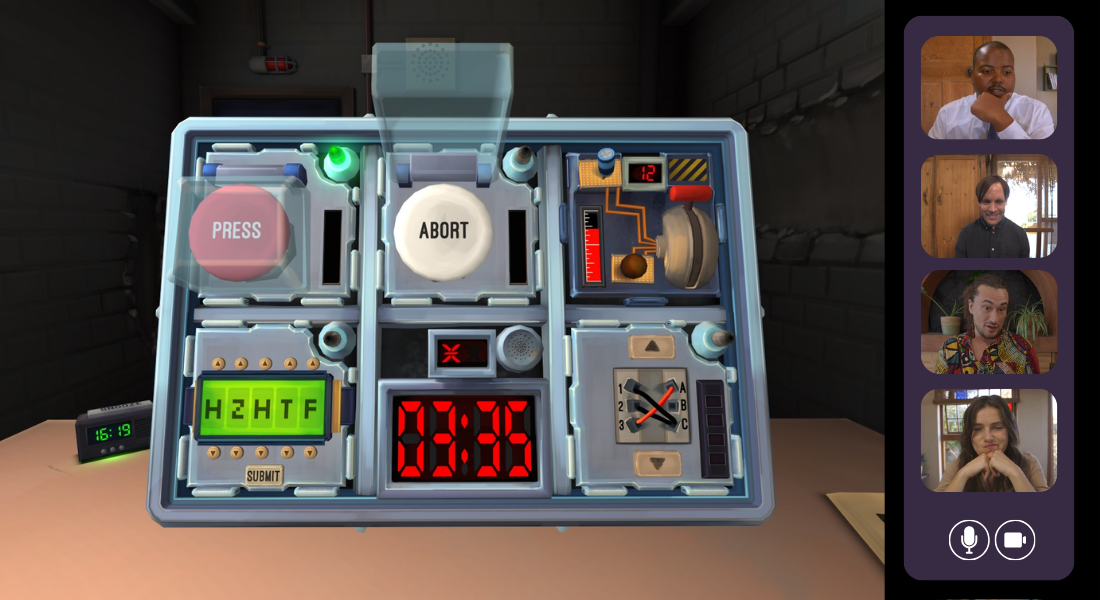 Keep Talking and Nobody Explodes game interface used for executive communication training simulations